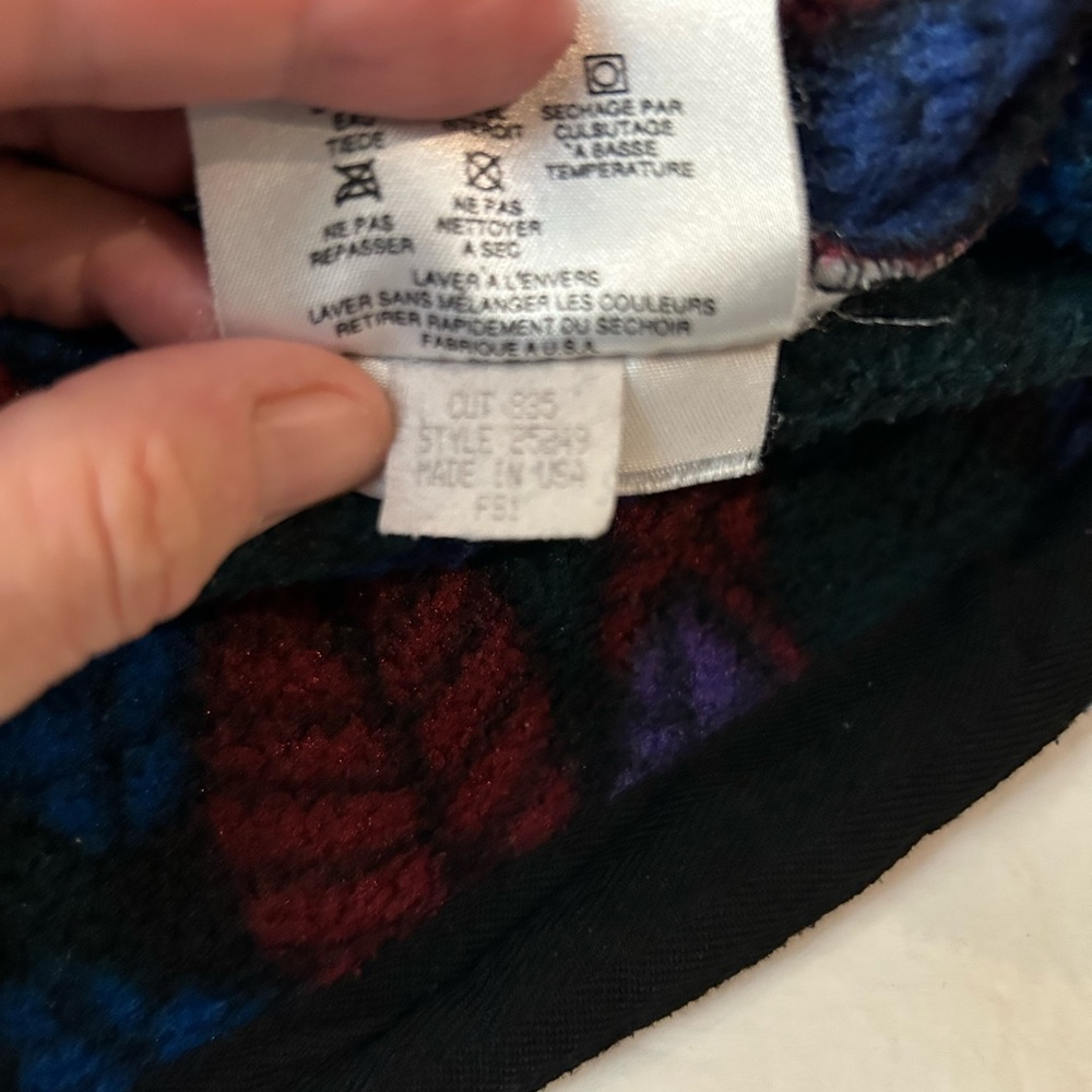 VINTAGE PATAGONIA Synchilla Half Zip Purple Leaf Print Spears Anorak Fleece 10 - Picture 12 of 16
